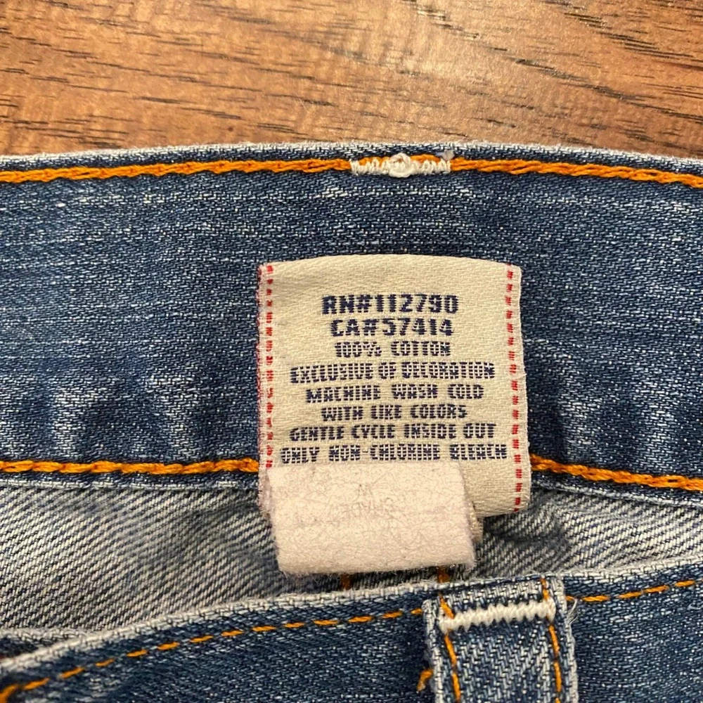 True Religion Straight Leg Jeans Mens 36 Blue Orange Stitching Made in USA